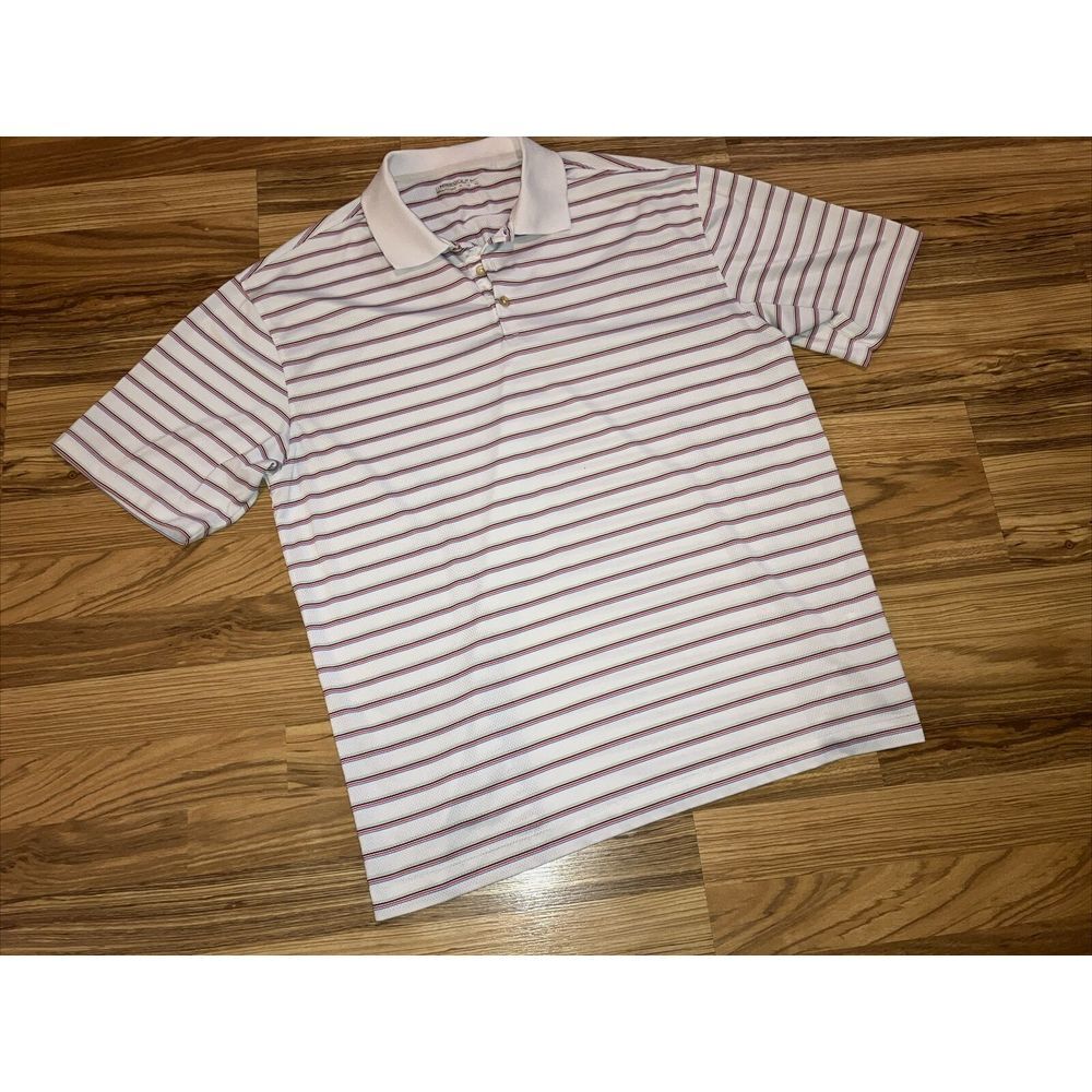 Nike Mens XLarge White Stripped Golf‎ Dri-Fit